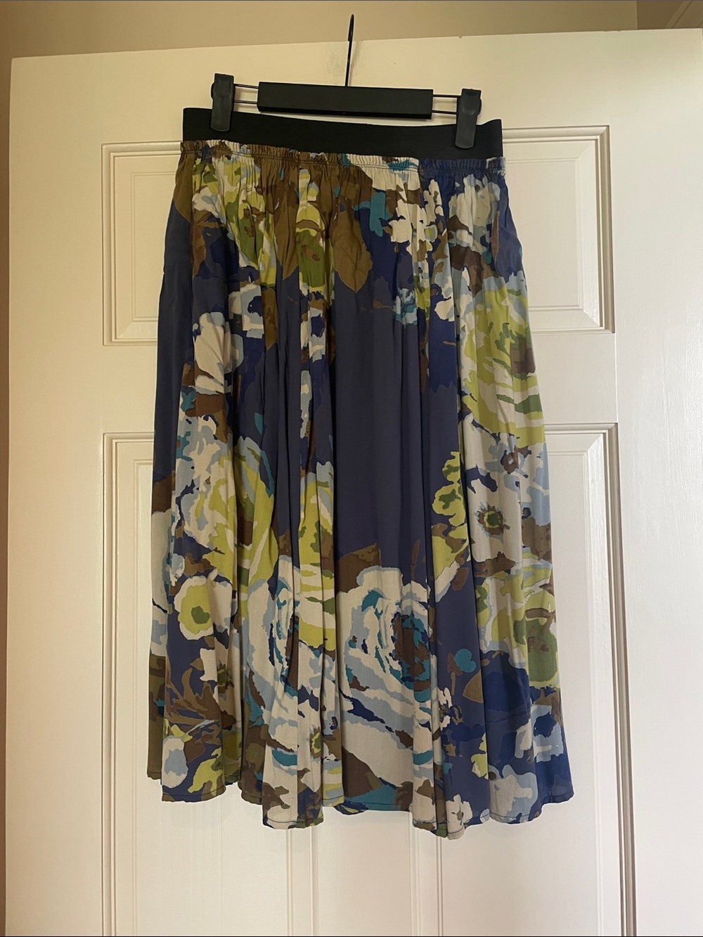 Old Navy Floral A-Line Midi Skirt - Blue, Green, Cream & Brown
